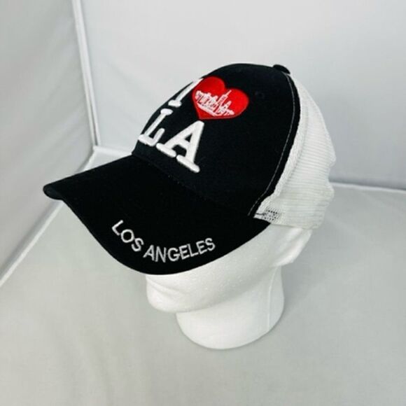 I "Heart" LA Los Angeles Black White Red Baseball Mesh Hat Excellent condition H - Picture 5 of 6